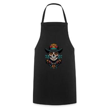 Dia De Muertos Mexico Sugar Skull Skull Design - Tablier de cuisine - noir - Devant - AI Model Male 185 dark (185cm)