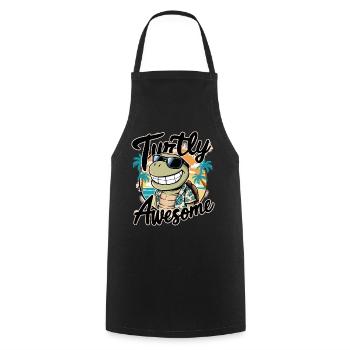 Funny Shield Greatest Saying Turtly Awesome - Cooking Apron - black - Front - AI Model Male 185 dark (185cm)