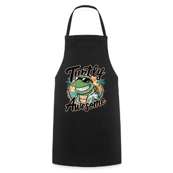 Funny Shield Greatest Saying Turtly Awesome - Cooking Apron - black - Front - AI Model Male 185 dark (185cm)