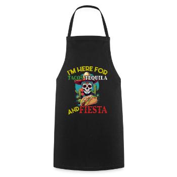 Drôle de Fiesta Disant Fête Mexicaine - Tablier de cuisine - noir - Devant - AI Model Male 185 dark (185cm)