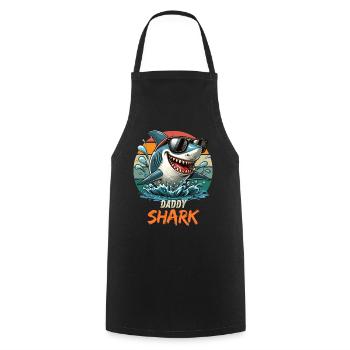 Father Father's Day Shark Daddy Shark Sea Holiday Funny - Cooking Apron - black - Front - AI Model Male 185 dark (185cm)