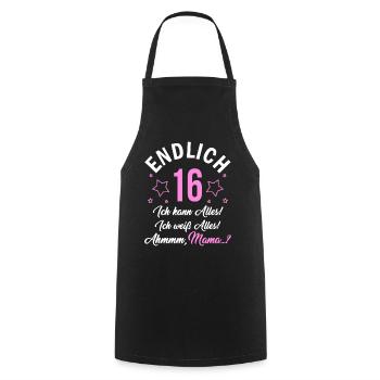 Finally 16 I can do everything I know everything - Cooking Apron - black - Front - AI Model Male 185 dark (185cm)
