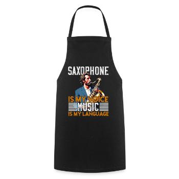 Funny Saxophone Design for Jazz Music Lovers - Cooking Apron - black - Front - AI Model Male 185 dark (185cm)