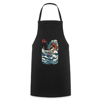 Art du dragon japonais vintage de style Ukiyo-E - Tablier de cuisine - noir - Devant - AI Model Male 185 dark (185cm)