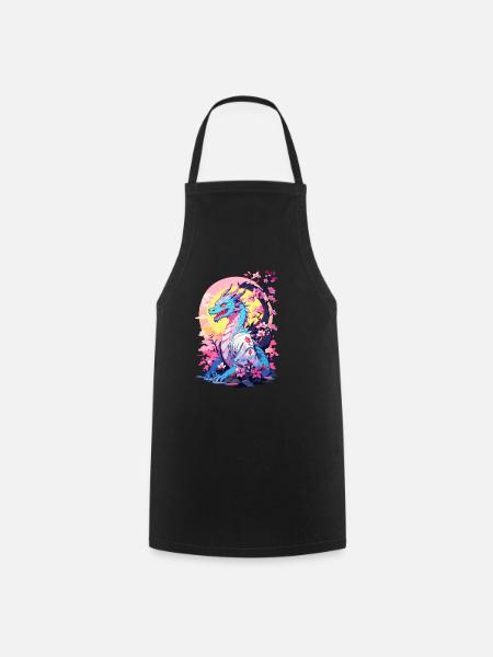 Vintage Vaporwave Stil Japanischer Drache Design - Kochschürze - Schwarz