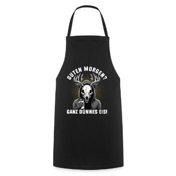 Good morning very thin ice - Cooking Apron - black - Front - AI Model Male 185 dark (185cm)