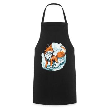 Japanese Kitsune Mask Kawaii Fox Spirit Design - Cooking Apron - black - Front - AI Model Male 185 dark (185cm)