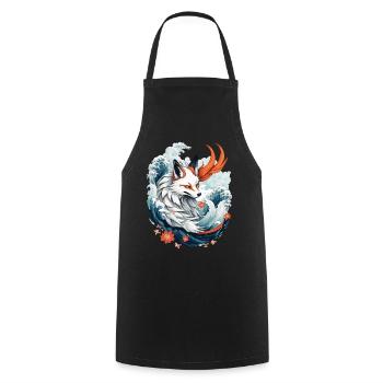 Japonais Kitsune Renard Anime Kawaii Renard Fantôme - Tablier de cuisine - noir - Devant - AI Model Male 185 dark (185cm)