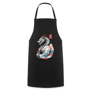 Style vintage du dragon japonais avec signe Kanji - Tablier de cuisine - noir - Devant - AI Model Male 185 dark (185cm)