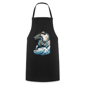 Vintage Ukiyo-E Kunst Japanischer Drache Design - Kochschürze - Schwarz - Vorne - AI Model Male 185 dark (185cm)