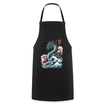 Vintage Ukiyo-E Kunst Japanischer Drache Design - Kochschürze - Schwarz - Vorne - AI Model Male 185 dark (185cm)