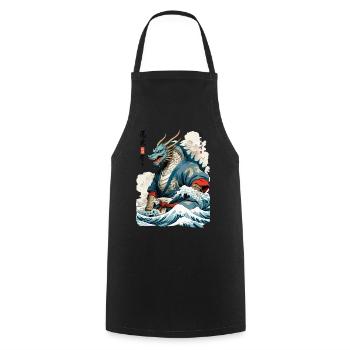 Vintage Samouraï Dragon Anime Japon Art - Tablier de cuisine - noir - Devant - AI Model Male 185 dark (185cm)