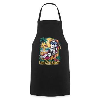 Funny skeleton with saying for the holiday - Cooking Apron - black - Front - AI Model Male 185 dark (185cm)