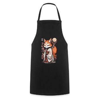 Esthétique Kawaii Kitsune Japonais Kitsune Yokai - Tablier de cuisine - noir - Devant - AI Model Male 185 dark (185cm)