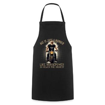 L’âge est la puissance Funny Biker Grandpa Design - Tablier de cuisine - noir - Devant - AI Model Male 185 dark (185cm)