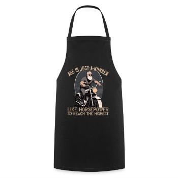 Lustiger Biker Opa Vintage Motorrad Retro Style - Kochschürze - Schwarz - Vorne - AI Model Male 185 dark (185cm)