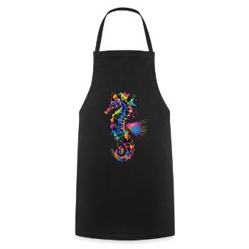 Seepferdchen Pop Art Bunt Aquarist Süßes Seepferd - Kochschürze - Schwarz - Vorne - AI Model Male 185 dark (185cm)