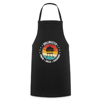 Grillmeister Papa Ehemann Held Grillen BBQ Spruch - Kochschürze - Schwarz - Vorne - AI Model Male 185 dark (185cm)