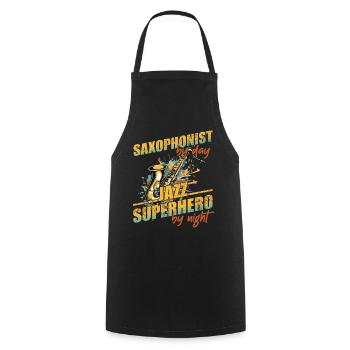 Lustiger Saxophon Spruch Jazz Musik Design - Kochschürze - Schwarz - Vorne - AI Model Male 185 dark (185cm)