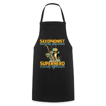 Conception de super-héros de saxophone amusant pour la musique jazz - Tablier de cuisine - noir - Devant - AI Model Male 185 dark (185cm)