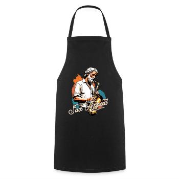 Funny saxophone design with sax appeal - Cooking Apron - black - Front - AI Model Male 185 dark (185cm)