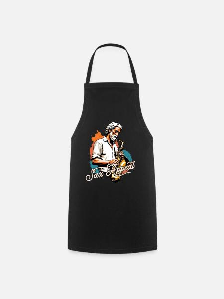 Design de saxophone amusant avec un attrait pour le saxophone - Tablier de cuisine - noir
