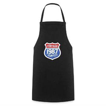 1987 Birthday Route Vintage Original - Cooking Apron - black - Front - AI Model Male 185 dark (185cm)
