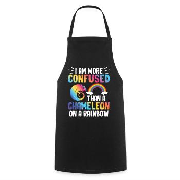 I'm more confused than a chameleon - Cooking Apron - black - Front - AI Model Male 185 dark (185cm)