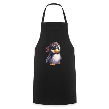Pingouin Pirate Kawaii Pingouin Mignon - Tablier de cuisine - noir - Devant - AI Model Male 185 dark (185cm)