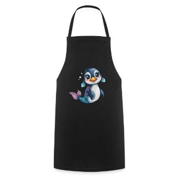 Pingouin, Sirène, Kawaii, Pingouin, Mignon - Tablier de cuisine - noir - Devant - AI Model Male 185 dark (185cm)