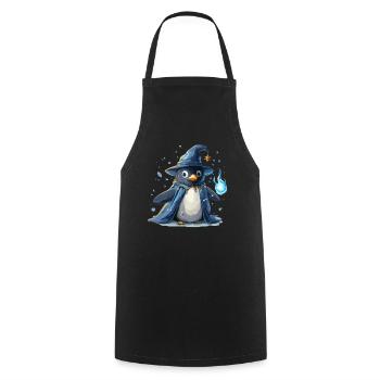 Pingouin Sorcier Kawaii Pingouin Mignon - Tablier de cuisine - noir - Devant - AI Model Male 185 dark (185cm)