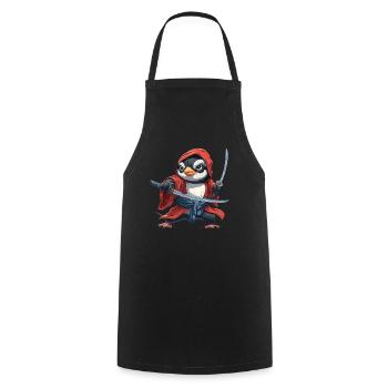 Penguin Samurai Japanese Kawaii Penguin Cute - Cooking Apron - black - Front - AI Model Male 185 dark (185cm)