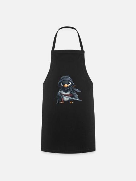 Pingouin Ninja Japonais Kawaii Pingouin Mignon - Tablier de cuisine - noir