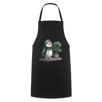 Penguin Bonsai Japanese Kawaii Penguin Cute - Cooking Apron - black - Front - AI Model Male 185 dark (185cm)