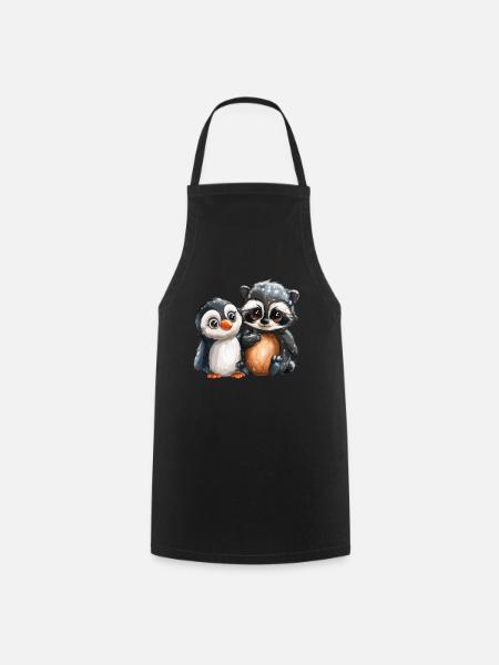 Pinguin Tanuki Japanisch Kawaii Pinguin Niedlich - Kochschürze - Schwarz