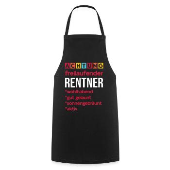 Achtung Freilaufender Rentner Spruch Lustig - Kochschürze - Schwarz - Vorne - AI Model Male 185 dark (185cm)