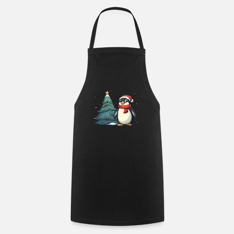 Pinguin Weihnachtsbaum Pinguin Niedlich - Kochschürze - Schwarz