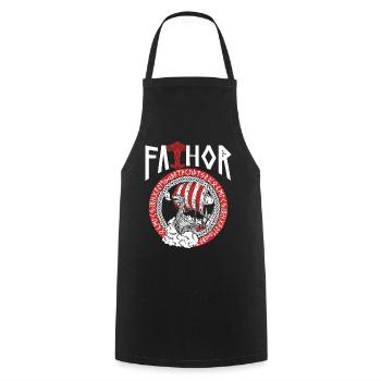 Viking Papa Vathor Bateau viking nordique - Tablier de cuisine - noir - Devant - AI Model Male 185 dark (185cm)
