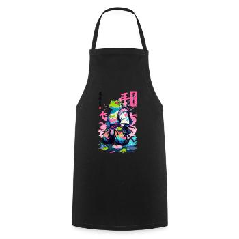 Samouraï Grenouille Esthétique Vaporwave Style Japon - Tablier de cuisine - noir - Devant - AI Model Male 185 dark (185cm)