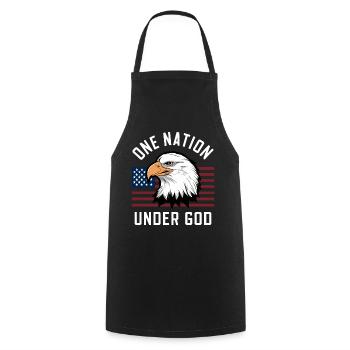 Amerika USA Spruch One Nation Under God 4th July - Kochschürze - Schwarz - Vorne - AI Model Male 185 dark (185cm)