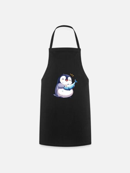 Pinguin Kawaii Pinguin Niedlich - Kochschürze - Schwarz
