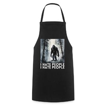 Je déteste les gens drôle de bigfoot - Tablier de cuisine - noir - Devant - AI Model Male 185 dark (185cm)