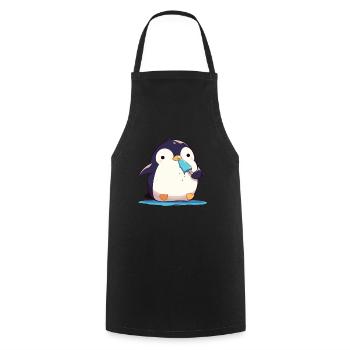 Pinguin Fisch Eis am Stiel Kawaii Pinguin Niedlich - Kochschürze - Schwarz - Vorne - AI Model Male 185 dark (185cm)