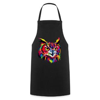 Hibou coloré arc-en-ciel couleurs pop art hibou hibou grand-duc hibou hibou hibou - Tablier de cuisine - noir - Devant - AI Model Male 185 dark (185cm)