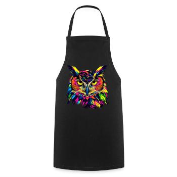 Owl Colorful Rainbow Colors Pop Art Owl Eagle Owl Owls - Cooking Apron - black - Front - AI Model Male 185 dark (185cm)