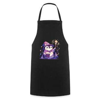 Pingouin Sorcier Kawaii Pingouin Mignon - Tablier de cuisine - noir - Devant - AI Model Male 185 dark (185cm)