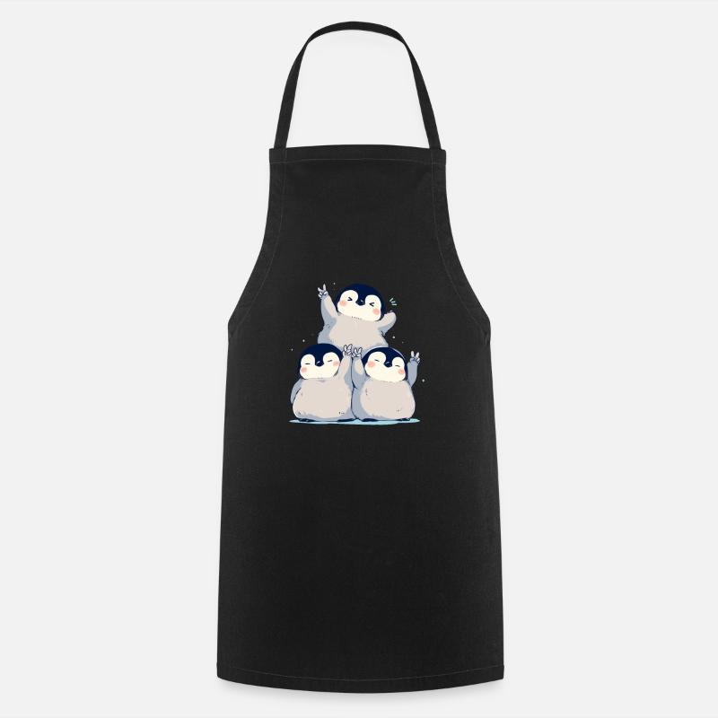 Pinguin Frieden Kawaii Pinguin Niedlich - Kochschürze - Schwarz