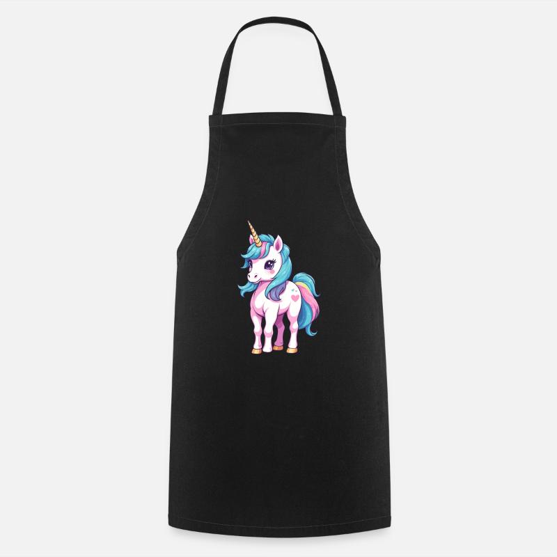 Einzigartiges Einhorn Design Pastell Farben - Kochschürze - Schwarz