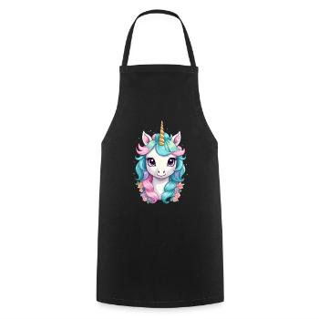 Pastel Colors Funny Unicorns Cute Unicorn - Cooking Apron - black - Front - AI Model Male 185 dark (185cm)