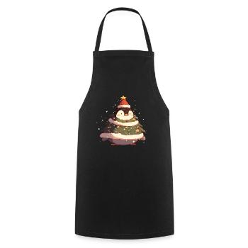 Pingouin Arbre de Noël Pingouin mignon - Tablier de cuisine - noir - Devant - AI Model Male 185 dark (185cm)